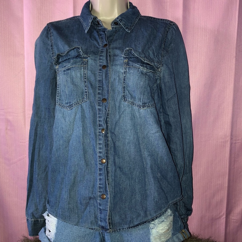 Denim button down